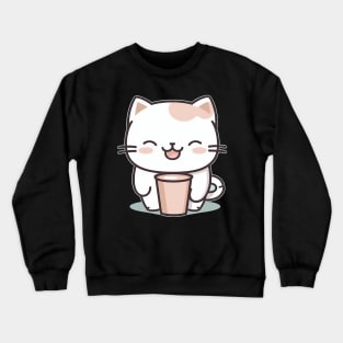 Cat with a Coffee Cup Crewneck Sweatshirt